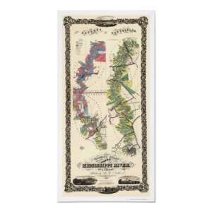  Mississippi River Map 1858 Posters