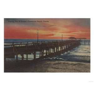 Clearwater, Florida   Sunset View of Fishing Pier Giclee Poster Print 