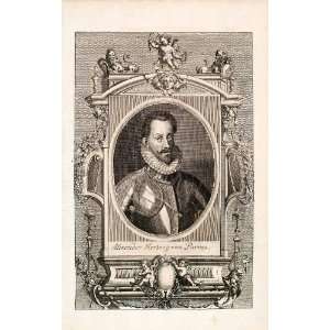  1721 Copper Engraving Portrait Alexander Farnese Duke 