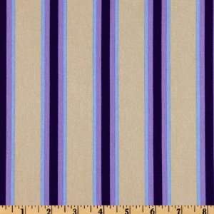 54 Wide Logan Home Decor Bungalow Stripe Taupe/Purple Fabric By The 