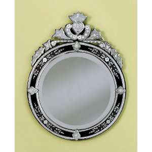  New Round Black Venetian Mirror Etched, Beveled, and 