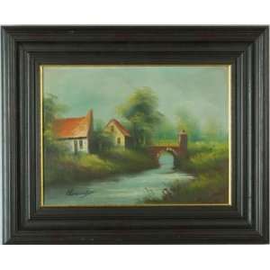 Vintage French Oil Painting Signed Landscape Plein Air  