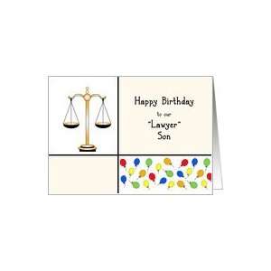  Lawyer Son Birthday Card with Scales of Justice and 