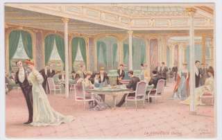 La Provence France Lessieux Artist Signed Postcard of Dining Area. All 