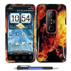  Angry Fire Skull Design Protector Hard Cover Case for HTC 