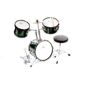 Austin Bazaar 3 Piece Kids Green Drumset with 12 Bass Drum, Snare 