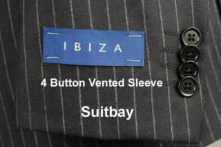 42L $899 IBIZA   100% Wool Midnight Blue Stripe Mens Suit   42 Long 