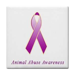 Animal Abuse Awareness Ribbon Tile Trivet