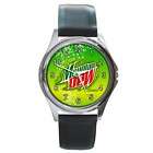 NEW* HOT MOUNTAIN DEW Round Metal Watch LeatherBand