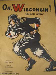 Antique 1919 Sheet Music On, Wisconsin March Song  