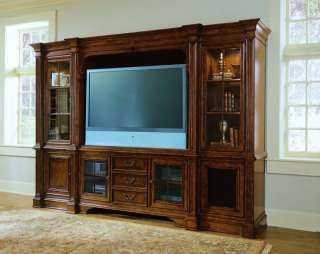 Large Cherry TV Entertainment Wall Unit W/ Bookcases  