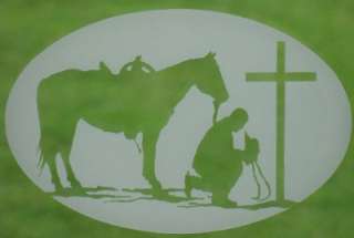 12x8 PRAYING COWBOY WINDOW CLING Vinyl Decals for Glass  