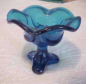 Vint. Blue Glass Candle Holders  