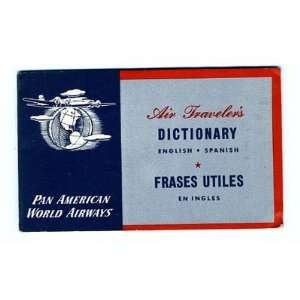  Pan Am Air Travelers Dictionary English Spanish 