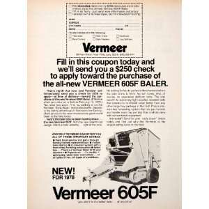 1978 Ad Vermeer 605F Pella Iowa Baler Agriculture Farming Farmer 