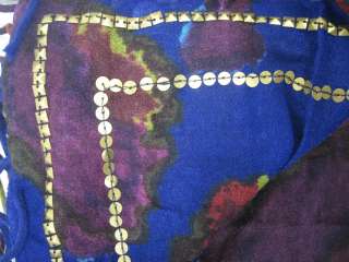You are bidding on a DESIGNER Blue Multi Colored Wool Scarf. This is 