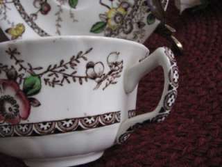 Alfred MEAKIN MEDWAY Brown Multi TEACUP + SAUCER MINT  