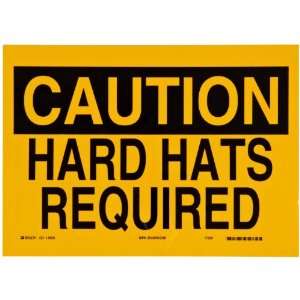   Yellow Color Confined Space Sign, Legend Caution, Hard Hats Required