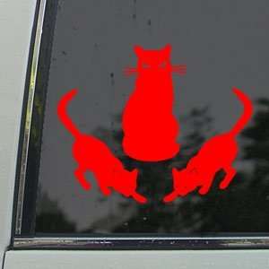  3 BIG Kitty Cat Red Decal Car Truck Bumper Window Red 