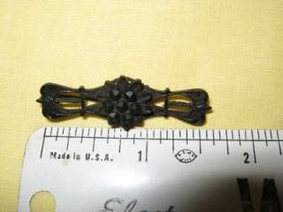 Antique Victorian Black Jet Glass Small Pin Brooch Mourning Jewelry C 