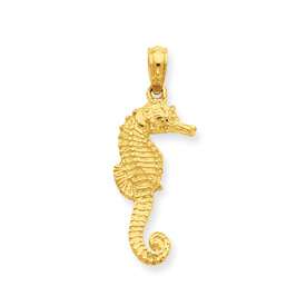 New 14k Yellow Gold Seahorse Polished Fancy Pendant  