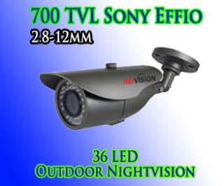 700 TVL Security Camera Nightvision Outdoor IP66 Bullet Sony Effio 