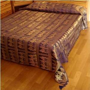  4 Apsaras Bedspread   Blue