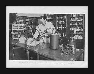 Veterinarian Using X Ray Machine on Dog, vintage scene 1935  