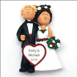  Brunette & Blonde Wedding Couple Ornament