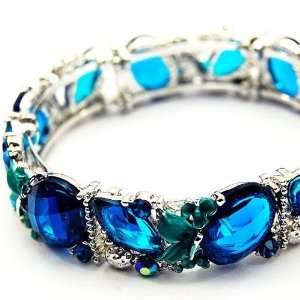  Aqua and Blue Swarovski Crystal Bracelet 