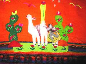 New Handmade Alpaca Wool Llama Orange Backpack  
