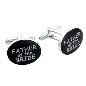    Father of The Bride Silver and Black Wedding Cufflinks Jewelry