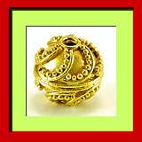 VERMEIL 24k Gold Bali Silver Ornate Bead 9mm B123V   2 pcs  