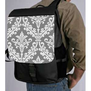 Grey Color Damask Design Back Pack   School Bag Bag   Laptop Bag  Book 