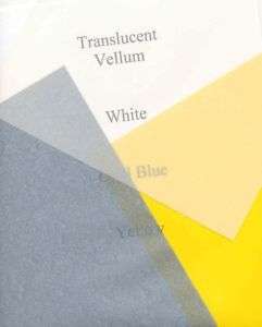 Lot 40 sheets 8.5x11 Vellum White, Yellow, Blue, Gray  