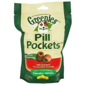  Greenies Pill Pockets, Beef, 7.9 oz, for Capsules Pet 