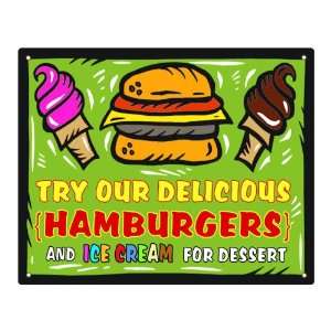  Restaurant sign gift plaque ice cream hamburger / retro 