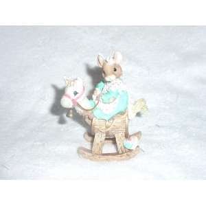  Enesco Priscilla Hillman 1995 Mouse on Rocking Horse 