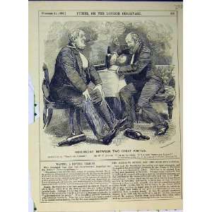  1885 Men Argument Political Parites Table Wine Bottles 
