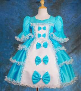 Blue Girl Party Costume Princess Victorian Dress Size 5  