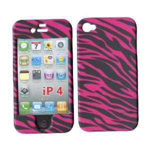 Zebra Hot Pink Apple Iphone 4, 4S at&t. Verizon, Sprint, C Spire Case 