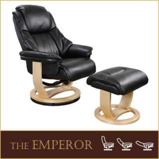 The Emperor   Premium Leather Recliner Swivel Chair & Footstool 