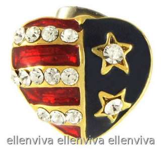 Cute Heart Shaped American Flag Earrings New #eg161rd  