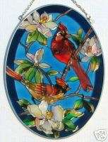 AMIA Stained Glass Cardinals & Magnolias NIB  