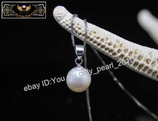 MP 925 Silver Fine 8 9mm AAA+white pearl pendant&chain  