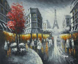 Hand painted Stock Signed Oil Painting 24x20 Paris Street Eiffel 