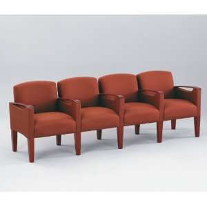  Fabric Four Seater with Center Arms Cedar Fabric/ Walnut 