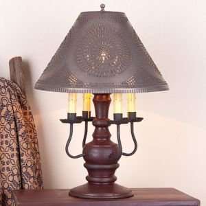  Cedar Creek Lamp in Txtrd Pl Red w/Chisel Shade Blackened 