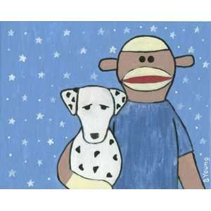  Sock Monkey and Dalmatian Dog #97 Childrens Room Pop Art 