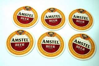 AMSTEL BEER ADVERTISING LOT 6 OLD CUP COASTERS *  
